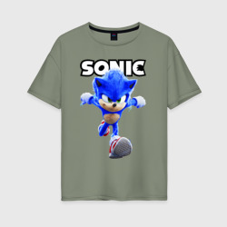 Женская футболка хлопок Oversize Sonic the Hedgehog run