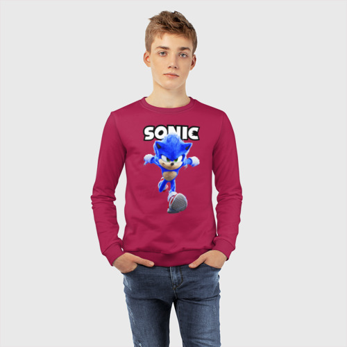 Детский свитшот хлопок Sonic the Hedgehog run, цвет маджента - фото 7