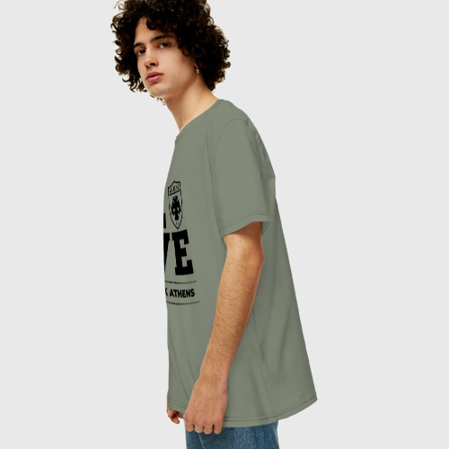 Мужская футболка хлопок Oversize с принтом AEK Athens Love Классика, вид сбоку #3