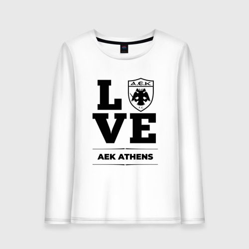 Женский лонгслив хлопок с принтом AEK Athens Love Классика, вид спереди #2