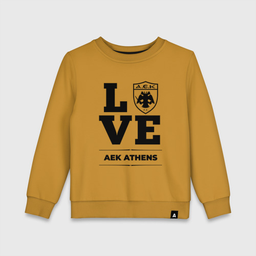 Детский свитшот хлопок с принтом AEK Athens Love Классика, вид спереди #2