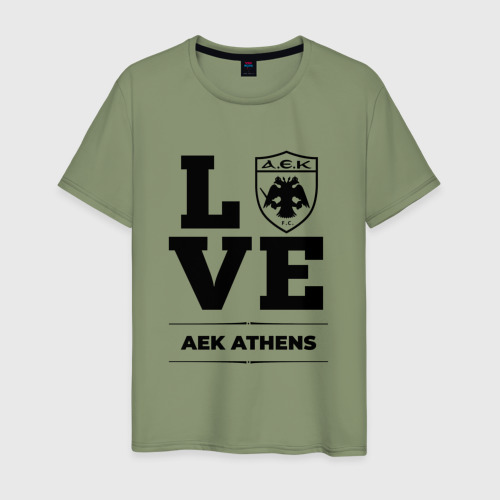 Мужская футболка хлопок с принтом AEK Athens Love Классика, вид спереди #2