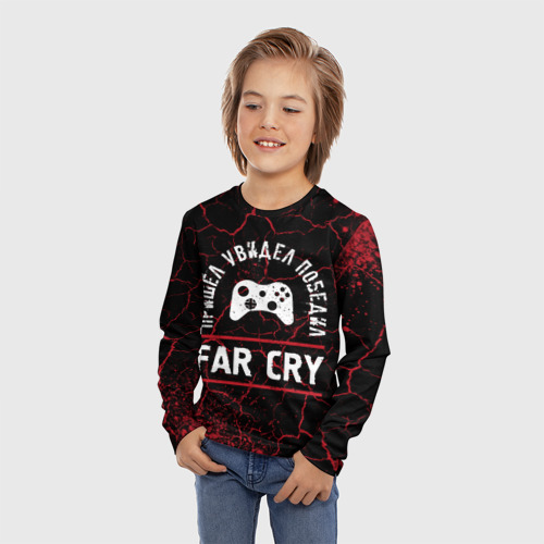 Детский лонгслив 3D с принтом Far Cry / Победил, фото на моделе #1