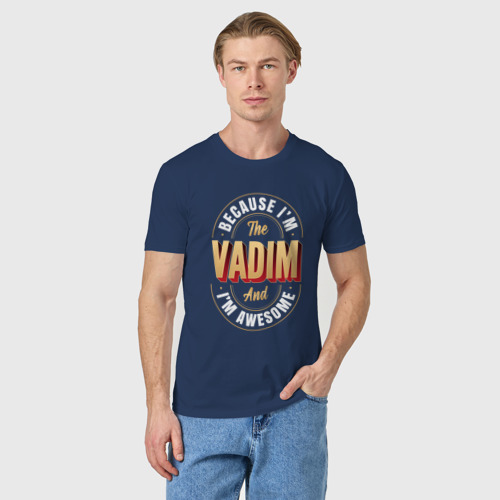 Мужская футболка хлопок Vadim Классный, цвет темно-синий - фото 3