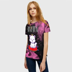 Женская футболка 3D Нина кошка Пламя - фото 2