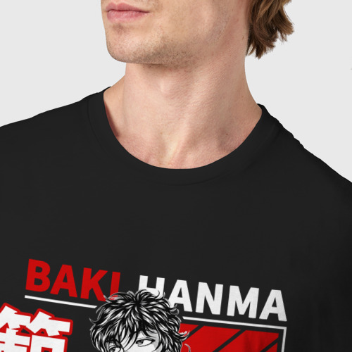Мужская футболка хлопок Боец Баки , Baki the Grappler, цвет черный - фото 6