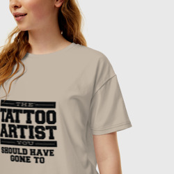 Женская футболка хлопок Oversize Tattoo Artist Татуировщик фраза - фото 2