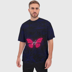 Мужская футболка oversize 3D Бабочка неон Fly - фото 2
