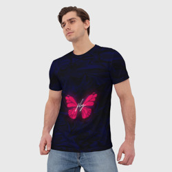 Мужская футболка 3D Бабочка неон Fly - фото 2
