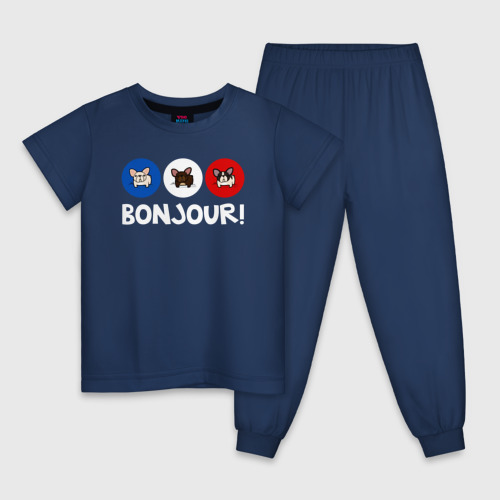 Детская пижама хлопок Бонжур французский бульдог, цвет темно-синий