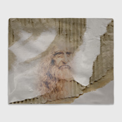 Плед 3D Леонардо да Винчи / Автопортрет на разорванном гофрированном картоне /  Leonardo da Vinci / Self-portrait on torn corrugated cardboard