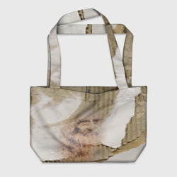 Пляжная сумка 3D Леонардо да Винчи - автопортрет на порванном гофрированном картоне