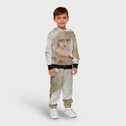 Детский костюм с толстовкой 3D Леонардо да Винчи - автопортрет на порванном гофрированном картоне - фото 2