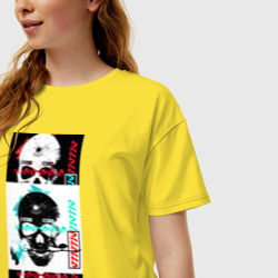 Женская футболка хлопок Oversize Мир и любовь, жизнь и смерть negative - фото 2