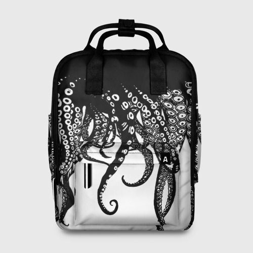 Женский рюкзак 3D с принтом В щупальцах осьминога, вид спереди #2