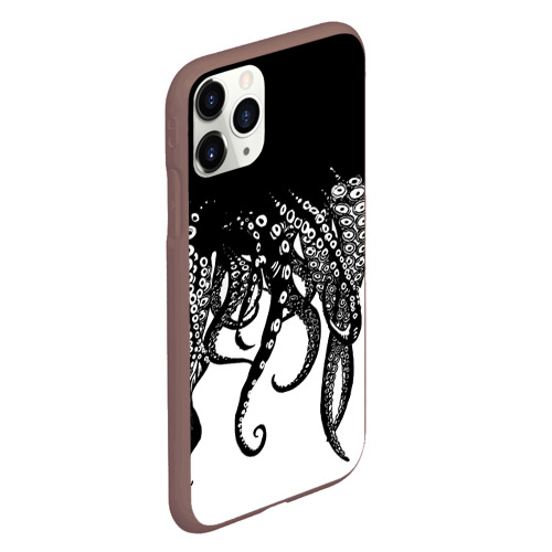 Чехол для iPhone 11 Pro матовый с принтом В щупальцах осьминога, вид сбоку #3