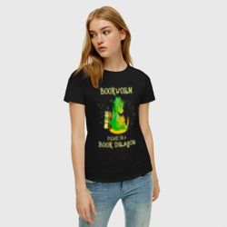 Женская футболка хлопок Книжный червь. Нет, я книжный дракон - фото 2