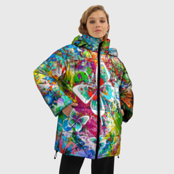 Женская зимняя куртка Oversize Яркое безумие Бабочки, кляксы, граффити - фото 2
