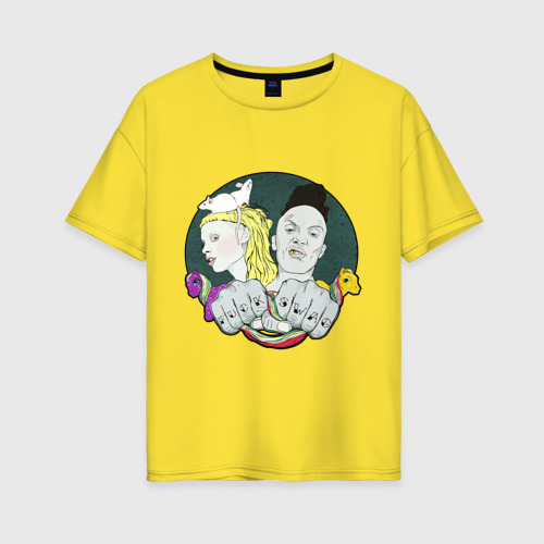 Женская футболка хлопок Oversize с принтом Die Antwoord pony, вид спереди #2