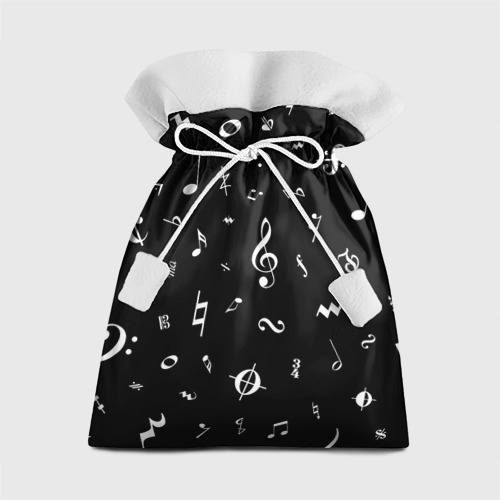 Подарочный 3D мешок Нотные Знаки Белые на Черном