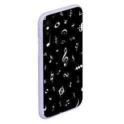 Чехол для iPhone XS Max матовый Нотные Знаки Белые на Черном - фото 2