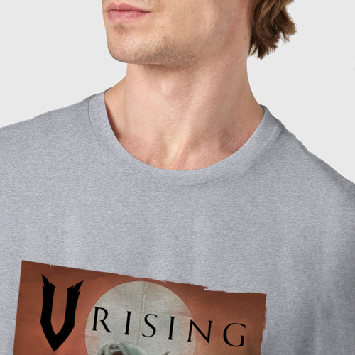 Мужская футболка хлопок V Rising Вампиры и луна, цвет меланж - фото 6