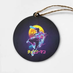 Деревянная игрушка круг Chainsaw man and moon