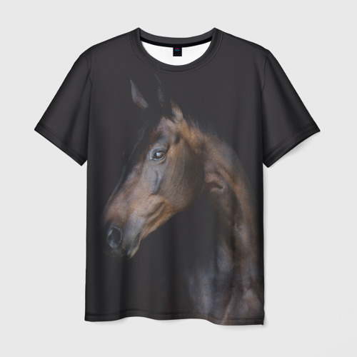 Мужская футболка 3D с принтом Лошадь Благородство, вид спереди #2