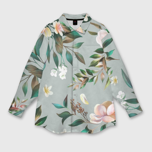 Женская рубашка oversize 3D с принтом Цветы Цветочный Букет, вид спереди #2