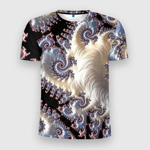 Мужская футболка 3D Slim с принтом Авангардный фрактальный паттерн / Avant-garde fractal pattern, вид спереди #2