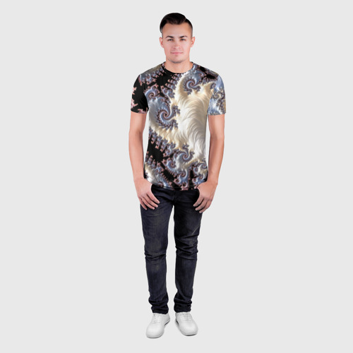 Мужская футболка 3D Slim с принтом Авангардный фрактальный паттерн / Avant-garde fractal pattern, вид сбоку #3