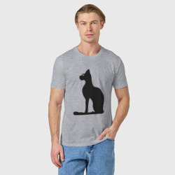 Мужская футболка хлопок Силуэт черной кошки, Египетская богиня Бастет - фото 2