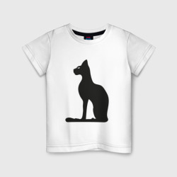 Детская футболка хлопок Силуэт черной кошки, Египетская богиня Бастет