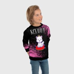 Свитшот с принтом Ксения кошка Арт для ребенка, вид на модели спереди №3. Цвет основы: черный
