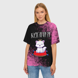 Женская футболка oversize 3D Ксения кошка Арт - фото 2