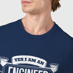 Футболка с принтом Yes I Am An Engineer Смешная цитата Инженера для мужчины, вид на модели спереди №4. Цвет основы: темно-синий