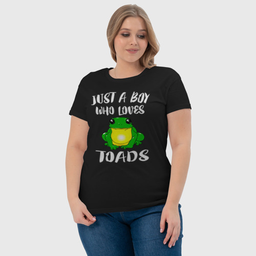 Женская футболка хлопок с принтом Просто мальчик, который любит жаб, фото #4