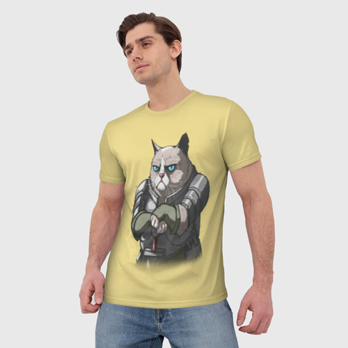 Мужская футболка 3D Сер Рыцарь Грумпи Кот, цвет 3D печать - фото 3