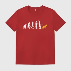 Мужская футболка хлопок Венец эволюции гулять с немецкой овчаркой