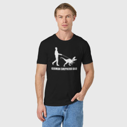 Мужская футболка хлопок Папа немецкой овчарки динозавр - фото 2