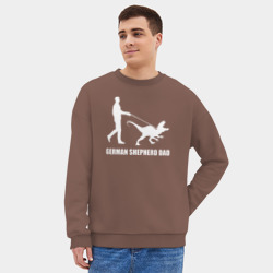 Мужской свитшот oversize без начеса хлопок Папа немецкой овчарки динозавр - фото 2