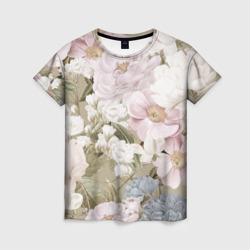 Женская футболка 3D Цветы Английский Садовый Узор