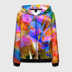 Мужская толстовка 3D на молнии Красочный цветочный паттерн Лето Colorful floral pattern Summer