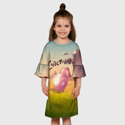Детское платье 3D Поросенок Счастливо - фото 2