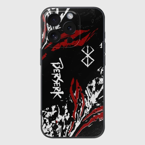 Чехол для iPhone 16 Pro силиконовый с защитой камеры Berserk black mask - Берсерк чёрная маска