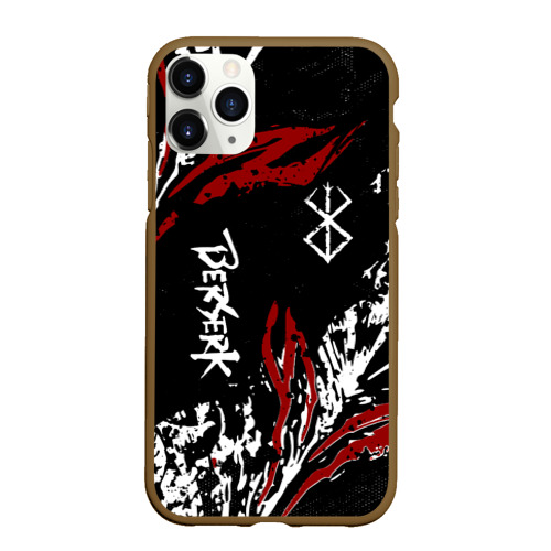 Чехол для iPhone 11 Pro Max матовый Berserk black mask - Берсерк чёрная маска, цвет коричневый