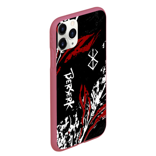 Чехол для iPhone 11 Pro Max матовый Berserk black mask - Берсерк чёрная маска, цвет малиновый - фото 3