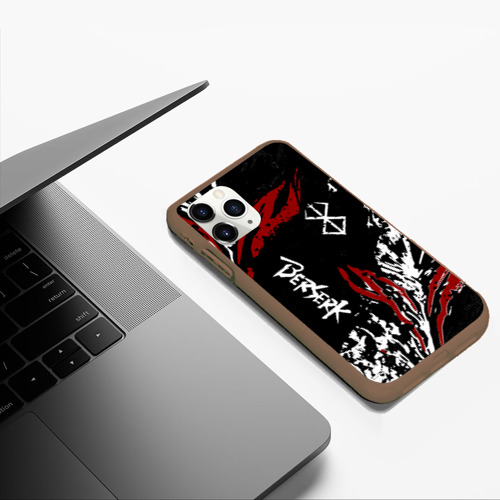 Чехол для iPhone 11 Pro Max матовый Berserk black mask - Берсерк чёрная маска, цвет коричневый - фото 5