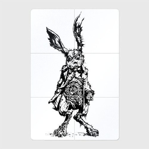Магнитный плакат 2Х3 Кролик - драное ухо с часами на животе Rabbit - a torn ear with a Watch on his stomach