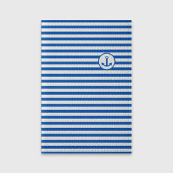 Обложка для паспорта матовая кожа Морская тельняшка - бело-синие полосы и якорь